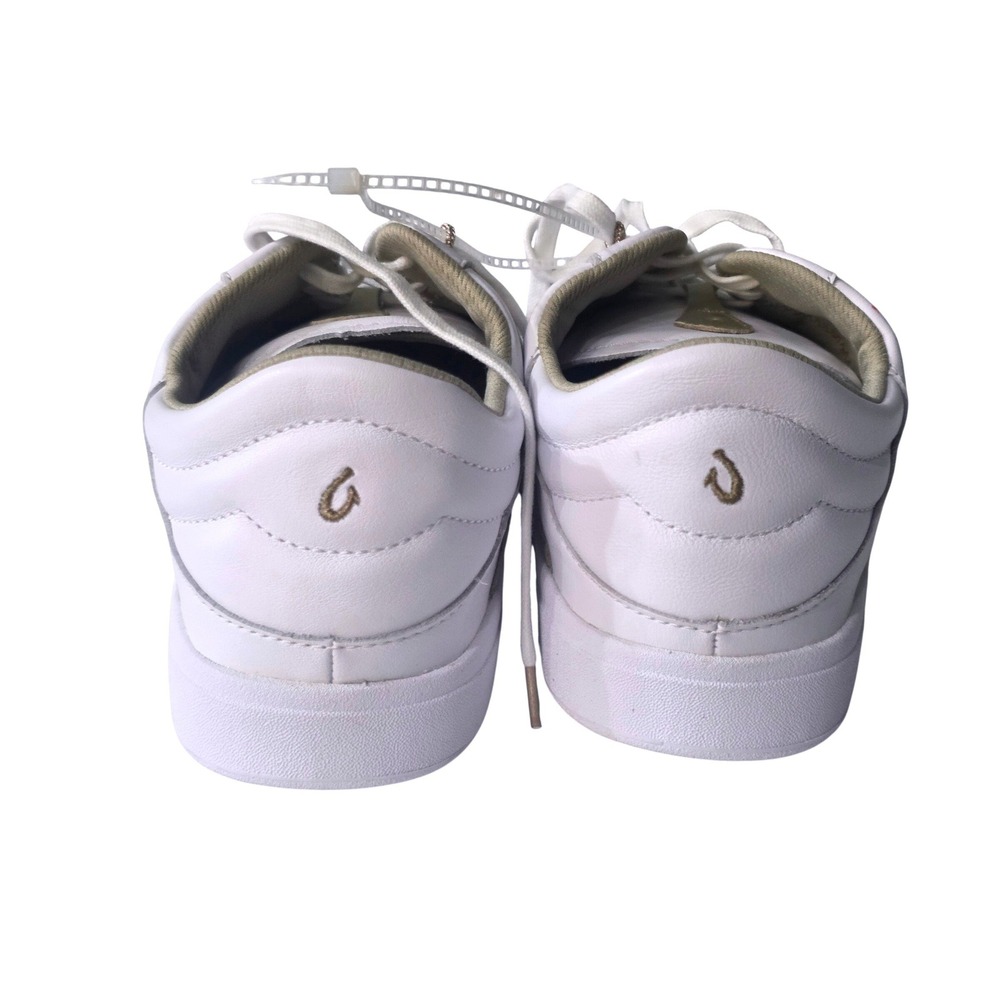 OluKai Pehuea Li Womens White Gold Leather Lace Up Fashion Sneakers Shoes Sz 11w - Picture 2 of 9